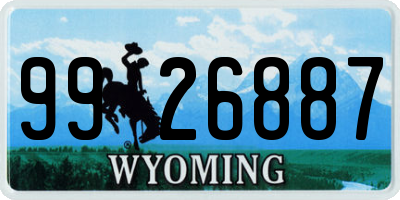 WY license plate 9926887