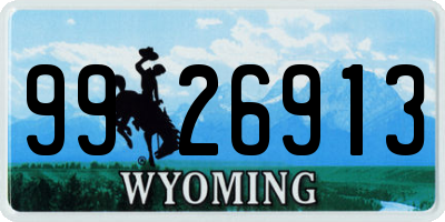 WY license plate 9926913