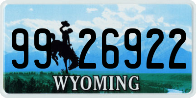 WY license plate 9926922