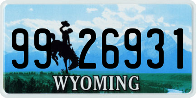 WY license plate 9926931