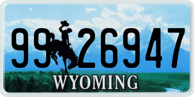 WY license plate 9926947