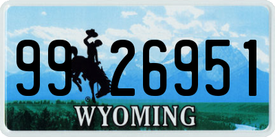 WY license plate 9926951