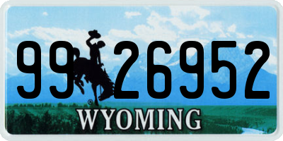 WY license plate 9926952