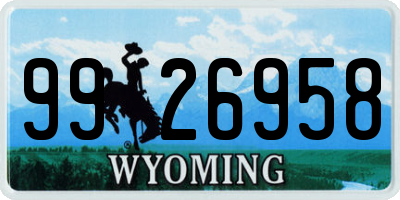 WY license plate 9926958