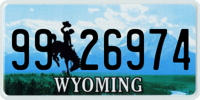 WY license plate 9926974