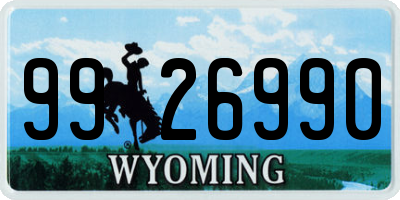 WY license plate 9926990