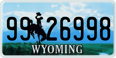 WY license plate 9926998