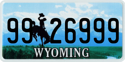 WY license plate 9926999