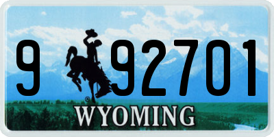 WY license plate 992701