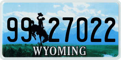 WY license plate 9927022