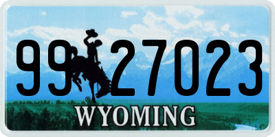 WY license plate 9927023