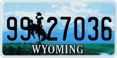 WY license plate 9927036