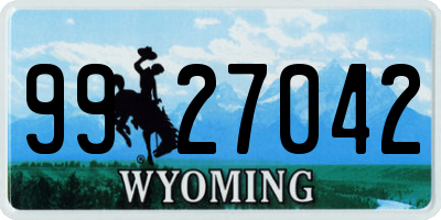 WY license plate 9927042