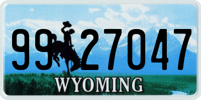 WY license plate 9927047