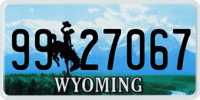 WY license plate 9927067