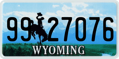 WY license plate 9927076