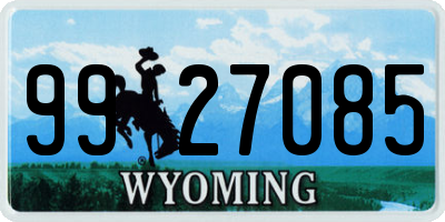 WY license plate 9927085