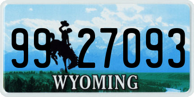 WY license plate 9927093