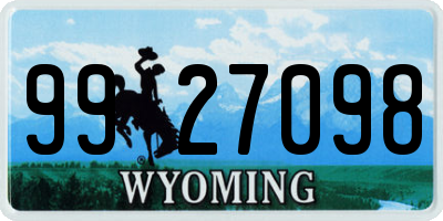 WY license plate 9927098