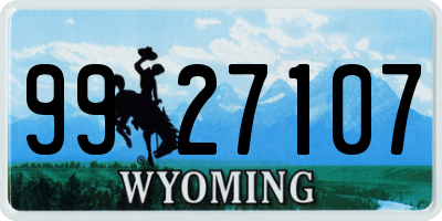 WY license plate 9927107