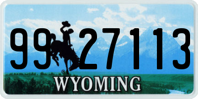 WY license plate 9927113