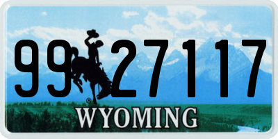 WY license plate 9927117