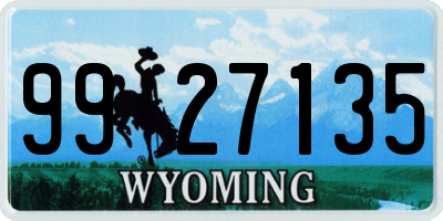 WY license plate 9927135