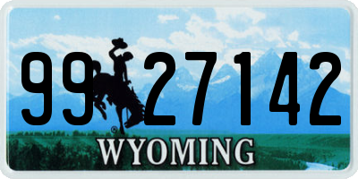 WY license plate 9927142