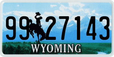 WY license plate 9927143