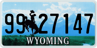 WY license plate 9927147