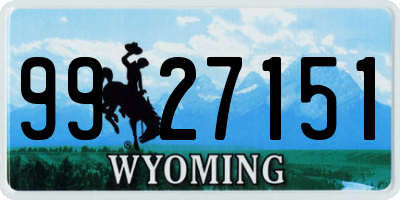WY license plate 9927151