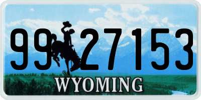 WY license plate 9927153