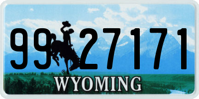 WY license plate 9927171