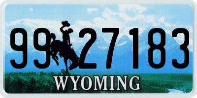 WY license plate 9927183
