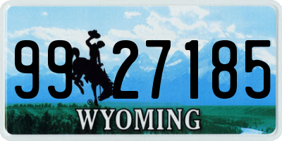 WY license plate 9927185