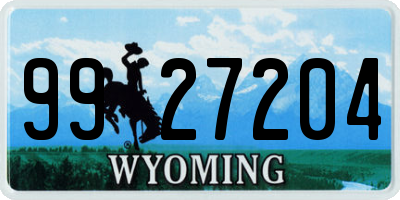 WY license plate 9927204