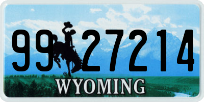 WY license plate 9927214
