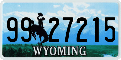 WY license plate 9927215