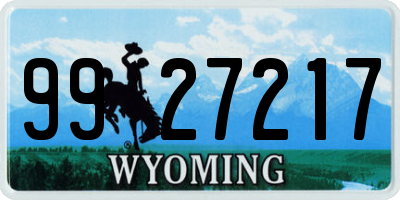 WY license plate 9927217