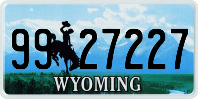 WY license plate 9927227