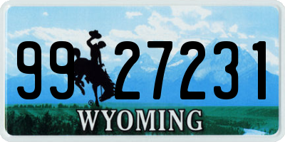 WY license plate 9927231