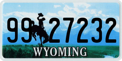 WY license plate 9927232