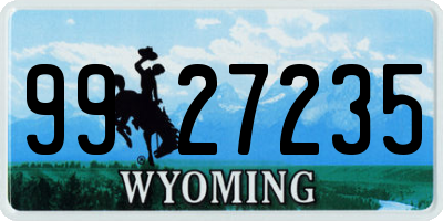 WY license plate 9927235