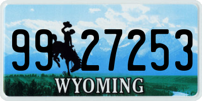 WY license plate 9927253