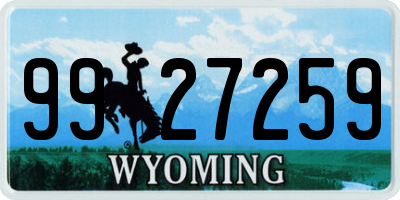 WY license plate 9927259