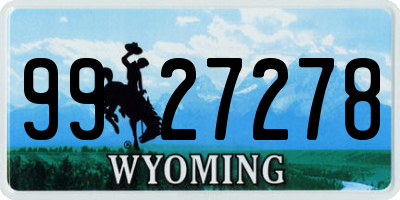 WY license plate 9927278