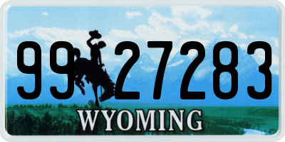 WY license plate 9927283
