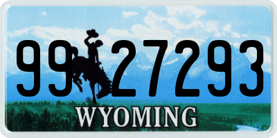 WY license plate 9927293