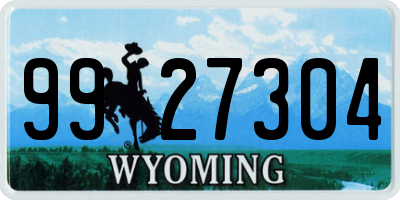 WY license plate 9927304