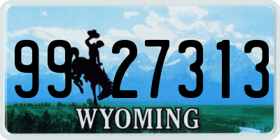 WY license plate 9927313